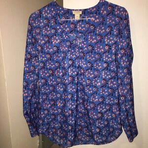 J crew  blue floral blouse